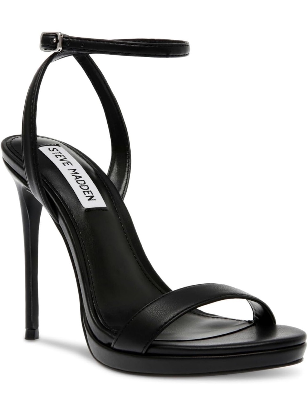 NWT Steve Madden Black Wafer 4.5 Inch Open Toe Ankle-Tie High Heel Sandals